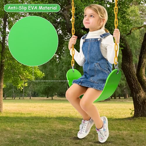 Sunnyglade 2PCS Swings Seats Heavy Duty with 66" Chain, Playground Swing Set Accessories Replacement with Snap Hooks, Support 250lb (2, Grass Green) - color: Grass Green