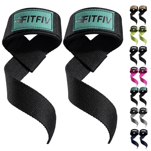 Lifting Straps for Weightlifting, Lifting Wrist Straps for Gym Strength Training, Neoprene-padded Wrist Cushion - Men & Women - color: Black Green