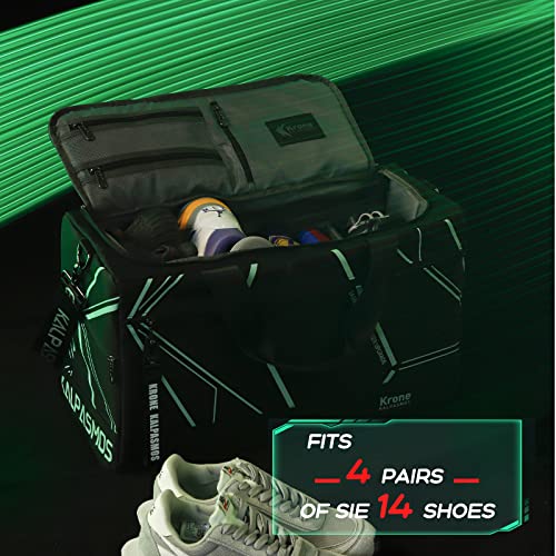 Sneaker Bag for Travel/Sneakerhead gift/, A Multi-functional Travel Duffel Bag with 3 Adjustable Dividers, & Shoulder Strap,Made of Nylon, Krone Kalpasmos Signature Edition, Future Neon Green - color: Neon Green, size: 23x9.8x13 inches