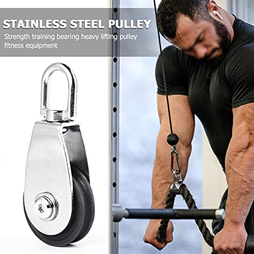 KANASI Fitness Bearing Pulley, Stainless Steel Dual Bearings Nylon Wheel Mute Pulley Block for Gym Equipment and Outdoor Rope Tools