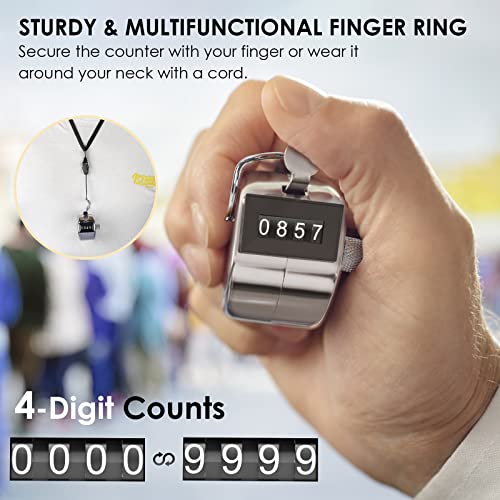 KTRIO Metal Handheld Tally Counter, 4-Digit Mechanical Clicker | Battery-Free Counter, 4-Digit Display, Durable Metal Casing, Portable Finger Ring, Multi-Use Clicker - style: 3 Pack