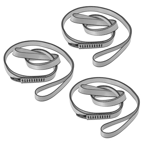 18MM Nylon Climbing Sling Runner 23KN CE2008/EN566 Strong Webbing Straps for Rock Climbing,Mountaineering, Rappelling, Swing, Yoga Hammock etc - color: Grey, size: 120cm/ 48inch |Pack of 3