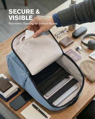 Tolaccea Daypack Backpacks Carry On 30L, Travel Backpack with Waterproof Zippers, Flight Approved Hand Luggage Casual Backpack for Men Women, Durable Bag for Work Business College, Fits 15.6" Laptop - color: Sky Mist
