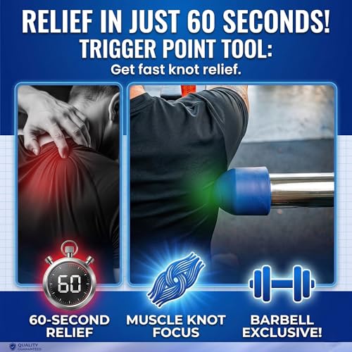 Muscle Trigger Silicone Barbell-Mounted Trigger Point Massage Tool for Back, Neck, Shoulders, Feet & Plantar Fasciitis Relief, Myofascial Release and Deep Tissue Muscle Recovery for Home and Gym | Back Neck Shoulders Plantar Fasciitis Myofascial Muscle Re