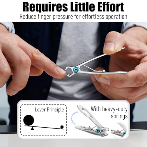 Bestac Heavy Duty Ultra Wide Jaw Nail Clippers Set - Stainless Steel Toenail Clippers for Thick Nails, Seniors, Men & Women - Big Manicure Pedicure Nail Cutter Kit (Silver) - color: Silver