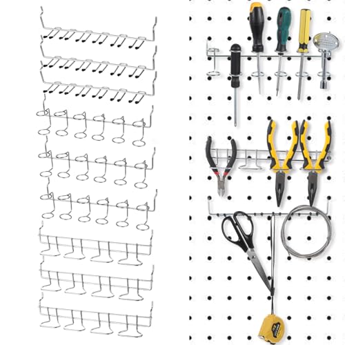 9 Pcs Pegboard Screwdriver Holders Organizer Pegboard Plier Holders Stainless Steel Peg Board Tool Utility Hooks Accessories Shelving Display Multi-Ring Tool Racks for Shop Store