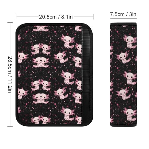 2 Pack Purple Pink Star Cute Animal Axolotl Car Seat Belt Pad Breathable Shoulder Harness Cover for Adult Use, Stroller Pushchair High Chair, Pressure Relief - color: Pattern 1075