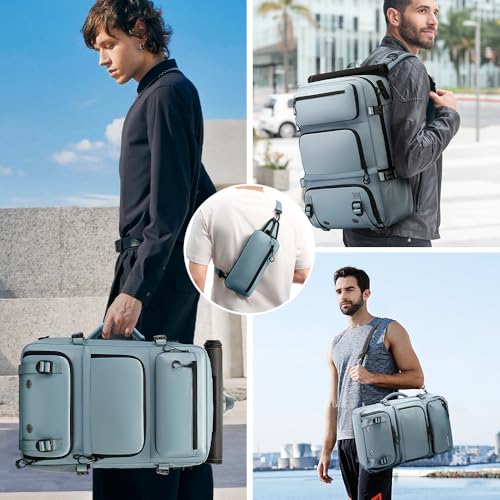 FUTURE AESTHEICS Travel backpack Carry-on Travel Backpack For Women Men Flight Approved Business Weekender Overnight Waterproof Daypack (Light Blue) - color: Light Blue