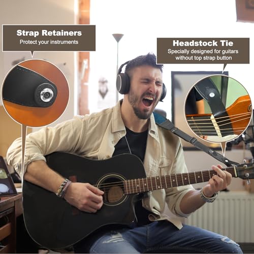 Guitar Bass Strap, Embroidered Electric Guitar Strap, Double Adjustable Buckle, Length Adjustable from 49" to 63", Equipped with 3" 3D Foam Padding, Includes 4 Picks and 2 Strap Locks, Smooth Blue. - color: Smooth Blue(49"-63")