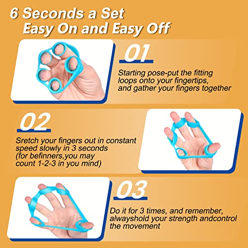 Hand Grip Strengthener, Finger Exerciser, Grip Strength Trainer (6 PCS),New Material,Forearm Grip Workout, Finger Stretcher, Relieve Wrist Pain, Carpal Tunnel - style: Finger Exerciser