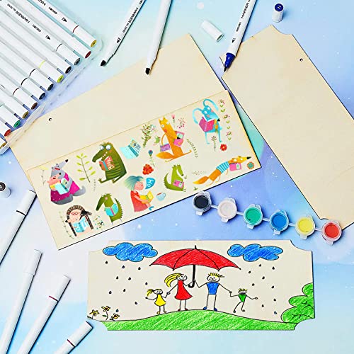 Patelai 10 Pcs Unfinished Hanging Wood Sign 9.8 x 3.9 Inch Rectangle Blank Wooden Plaque Blank Hanging Wooden Slices Banners with Ropes for Painting Writing DIY Home Crafts (2 Styles) - style: 2 Styles
