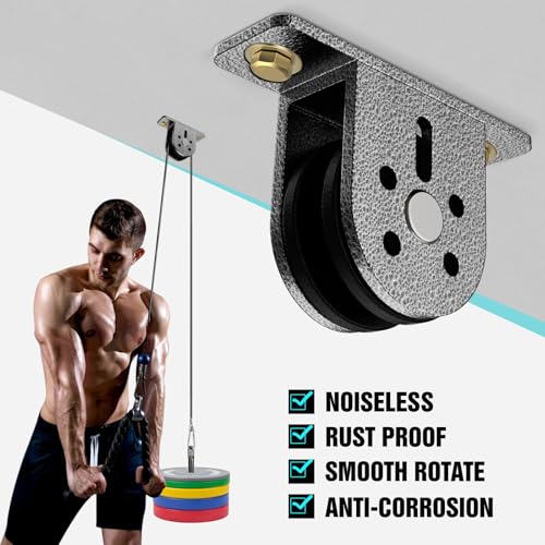 Cable Rope Bearing Pulley Wheel, Wall-Mounted Fixed Pulley Weight System for Home Gym, Weightlifting, DIY Fitness Equipment, Ceiling Mount Accessories - color: Grey-1pc