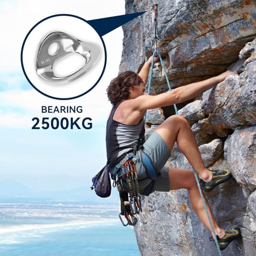 HERCHR 10 Pcs Bolt Hanger, 25KN 316 Stainless Steel Rock Climbing Hanger Anchors, Silver Bolt Anchor Hooks Strap Ring for Hammock, Gym, Aerial Work, Caving, Rappelling, Rescue, Trailer Tie-Downs