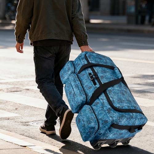 120L 3 Wheel Tactical Rolling Duffle Bag, Heavy Duty Military Deployment Luggage, 900D Waterproof Duffel for Camping Travel Outdoor Sports - color: Navy Blue