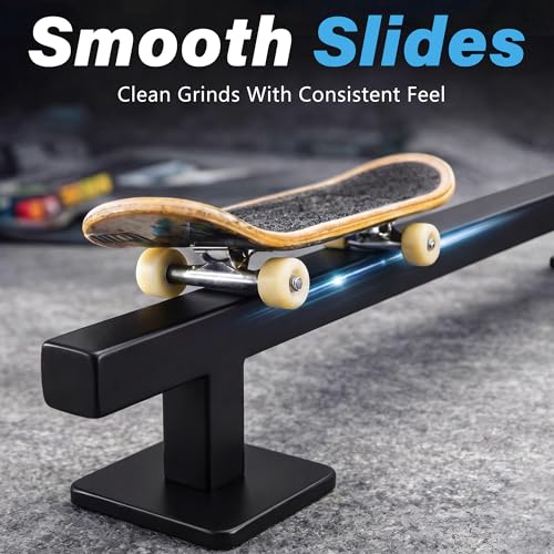 Fingerboard Rail,11" Metal Square Grind Rail for Finger Skateboards,Solid Steel Obstacle Weighted Base & Non-Slip Pads,Portable Desk Skatepark Accessory Tricks Grinds Slides,with 2 Fingerboards. - size: 11 inches