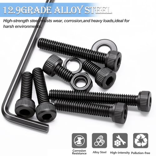 mxuteuk 1016PCS M2.5 Screws Kits,M2.5×4/6/8/10/12/16/20/25mm M2.5 Bolts,12.9 Alloy Steel M2.5 Hex Socket Head Bolts Nuts Washers Set Suitable for 3D Printer,DIY - size: 1016PCS M2.5, style: Hex Socket Head
