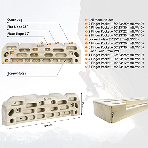 Hangboard Rock Climbing Hangboard with Door Way Pull Up Bar; Including Jugs, Pinches, Pockets, Edges and Slopes for Rock Climbing Training