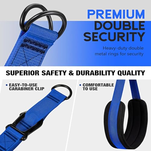 Adjustable Heavy Duty Pull Up Assistance Bands with Fabric Feet and Knee Rest - Pull Up Resistance Bands for Men, Women, and Seniors - Perfect for Dip and Resistance Strength Training Glamflex - color: Blue