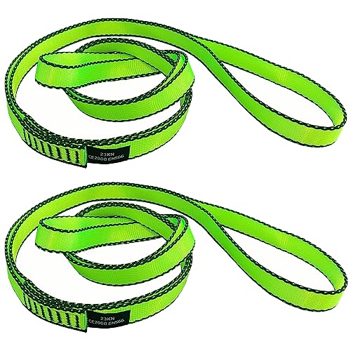 18MM Nylon Climbing Slings Runners 23 kN Strong Webbing Straps for Rock Climbing, Rappelling, Swing, Yoga Hammock etc - color: 2PCS Green, size: 48inch/120cm