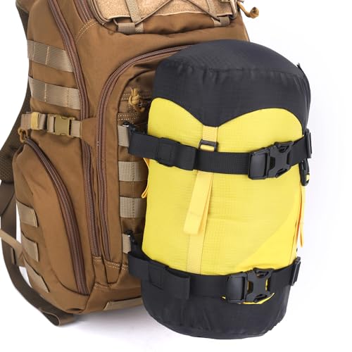 MOLLE Tactical Straps for Backpack - Adjustable 7.5-22 inch Compression Tie Down Straps for Gear, Rucksack, Tripod and Sleeping Bag - Heavy Duty 1000D Nylon (Khaki, 4-Pack) - size: 4-Pack, style: Khaki