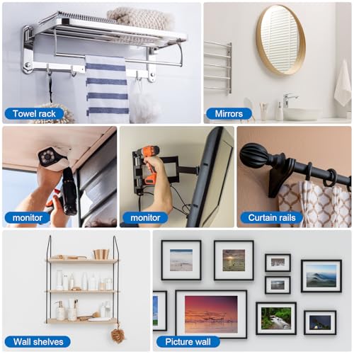 Aovchei 38pcs Drywall Anchors Kit, 19 Plastic Anchors and 19 Screws | 3 Size #10 * 60, #10 * 80, #10 * 100, Wall Hanging Kit for Hanging Picture Frame, Shelf Brackets, Curtain Rod - size: #10*60 #10*80 #10*100
