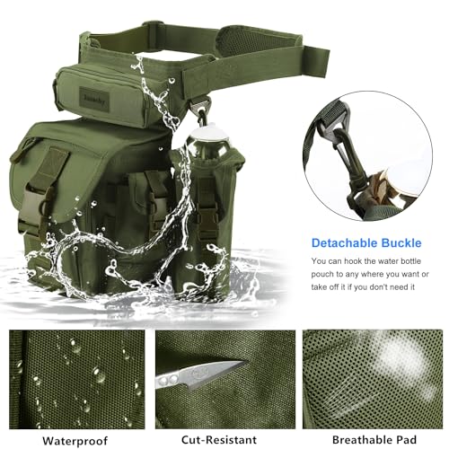 Jueachy Drop Leg Bag for Men Tactical Metal Detecting Thigh Pack with Water Bottle Pouch - color: Green