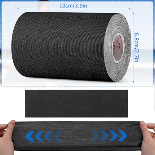 3 Pack Wide Kinesiology Tape, 4in x 5.5yd Athletic Tape, Black - color: Black 4in