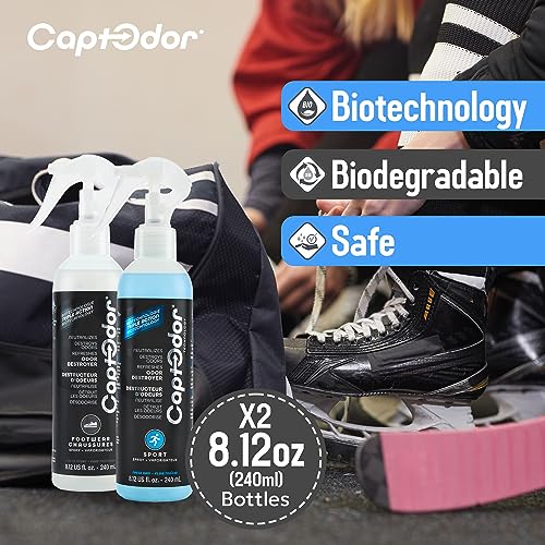 Captodor Sports & Footwear Freshening Spray - 2 x 8.12oz (240 ml) Travel Bottles - Mist for Shoes, Apparel & Equipment - style: Mixed