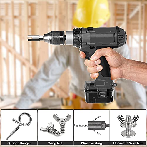 2 Pack (13mm,19mm) 1/4 Inch Hex Shank Nut Driver Power Wing Nut Driver Set Bit Socket Wrenches Tools Set Slot Wing Nuts Drills Bits for Panel Nuts Screws Eye C Hook Bolt