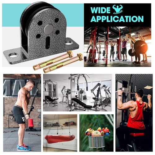 Cable Rope Bearing Pulley Wheel, Wall-Mounted Fixed Pulley Weight System for Home Gym, Weightlifting, DIY Fitness Equipment, Ceiling Mount Accessories - color: Grey-2pcs