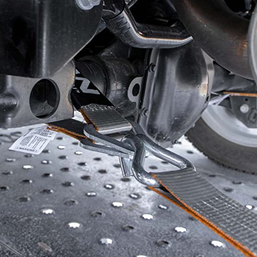 VULCAN Car Tie Down Axle Strap with Wear Pad - 2 Inch x 22 Inch - 4 Pack - Silver Series - 3,300 Pound Safe Working Load - size: 2" x 22" Silver Series (4 Pack)