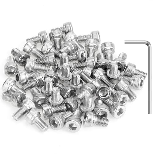 HELIFOUNER 50 Pieces M5 x 8mm, Thread Pitch 0.8mm, 304 Stainless Steel (18-8) Hex Socket Head Cap Screws, Fully Threaded - size: M5 x 8mm