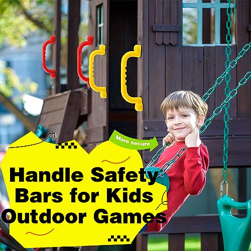 4 Pieces Kids Playground Safety Handles Playground Grab Handle Bars Playground Accessories Equipment for Kids Outdoor Playset Backyard Playhouse Tree House Jungle Gym (Yellow,Red) - color: Yellow, Red