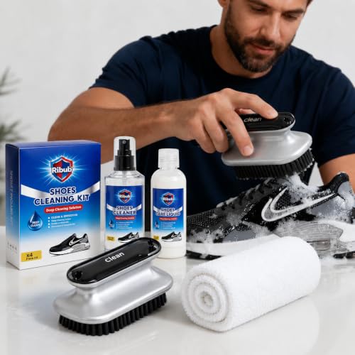 Shoe Cleaning Kit & Sneaker Care Kit – Sneaker Cleaner for Mesh Shoes, Leather, Canvas, Deep Clean Shoe Cleaner with Brush for Most Sneakers