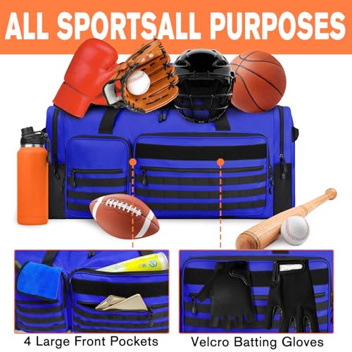 Goloni 130L Heavy Duty Large Duffle Equipment Bag,Catchers Gear Bag with Shoe Compartment,Baseball Duffle Bag - color: Blue