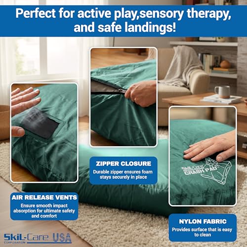 Skil-Care Crash Pads for Kids Sensory, High-Density Foam Crash Mat, Nylon | Water-Resistant Cover Crash Pads with Mesh Vents from 3x4ft to 8x8ft for Daily Use in Sensory Rooms, Schools, Clinics, Home - size: 3x4 Feet