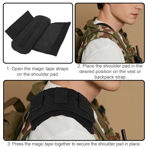 2pcs Shoulder Strap Pads, Soft Comfortable Strap Pads for Vest Plate Carriers Backpacks Nylon Breathable Replacement Cushion Padding Fit 2 to 3'' Sling Bag Crossbody Shoulder Straps (Black)
