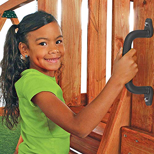 Dolibest 2-Pack Safety Handles for Swing Sets & Playsets - Monkey Bars with Anti-Skid Grip with Finger Indentations, Plastic Grab Handles, Easy Mounting for Climbing Frames, Playhouses, Treehouses - color: Black-2pcs
