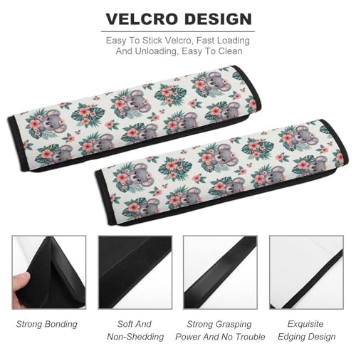 Universal Soft and Comfortable Seat Belt Cover for Adult Use, Stroller Pushchair High Chair, 2 Pack Cute Koala Pink Floral Shoulder Harness Cover - color: Pattern 606