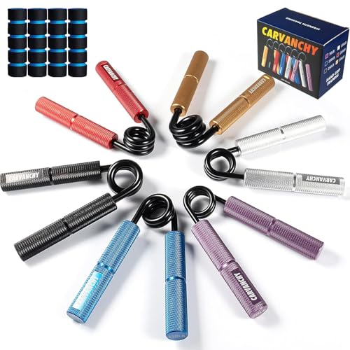 Grip Strength Trainer Set, 6 Pack, 50-350LB, Wrist Forearm Strengthener, Metal No Slip, Hand Grip Gripper Strengthener for Strength Training and Exercise, Hand Workout Squeezer Grip Strength - color: 6Pack,50-300lb,Purple+Silver+Blue+Red+Black+Gold