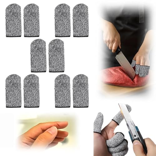 10 PCS Cut Resistant Finger Cots, Reusable Finger Guards, Durable Non Slip Thumb Protector Sleeve, Breathable Fingertip Covers for Kitchen, Work, Sculpture - size: 10 pcs