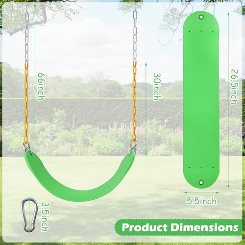 Sunnyglade 2PCS Swings Seats Heavy Duty with 66" Chain, Playground Swing Set Accessories Replacement with Snap Hooks, Support 250lb (2, Grass Green) - color: Grass Green