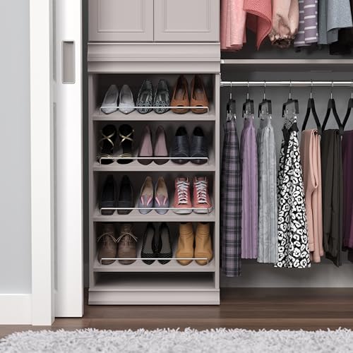 ClosetMaid Modular Storage Shelf Unit with Angled Shoe Shelves, Taupe - color: Taupe