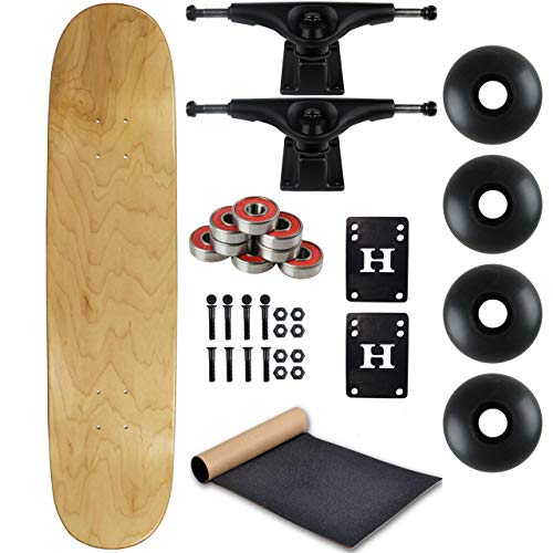 Moose Blank Skateboard Complete 7.25" Natural with Black Trucks and Black Wheels