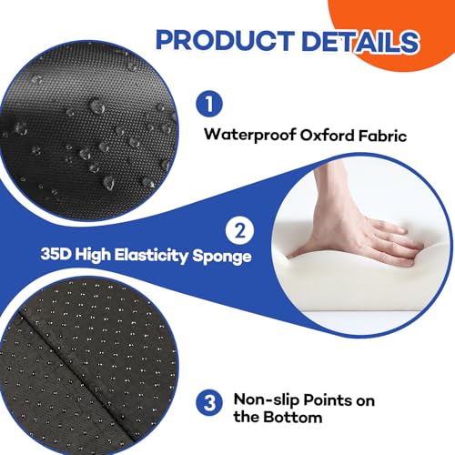 JZHLLA Foldable Fall Protection Mat for Elderly Blue Waterproof Non Slip Floor Mats with High-Resilience Foam 72 * 24 * 2 Inch Bedside Floor Mats for Elderly, Handicap, Senior(Black) - size: 72 x 24 x 2 inches