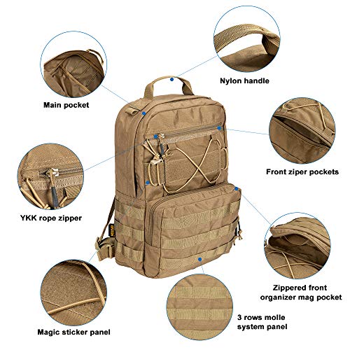 EXCELLENT ELITE SPANKER Outdoor Hydration Backpack Bundle Packs Water Bladder Carrier for 3L Water Bladder - color: Coyote Brown