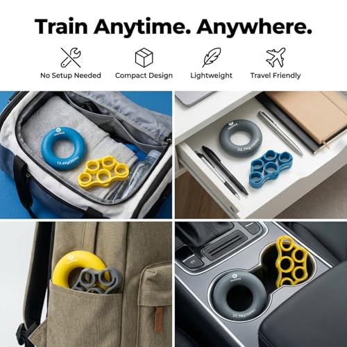 Thorza Hand Grip Strengthener Set – 3 Resistance Levels, Finger & Forearm Trainer with Rings & Bands, Grip Trainer for Wrist, Rehab & Strength Training