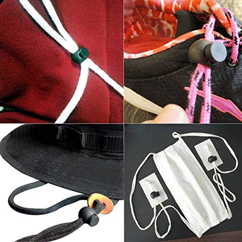 TTSAM 25 PCS Adjustable Ball Cord Lock Round Toggle Stopper Cord Stop Toggle Rope Toggle Spring Cord Clips, for Paracord, Drawstrings, Camping, Hiking, Shoelace Replacement, Sports, Backpack,Black