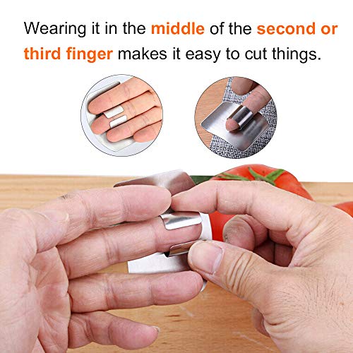 2 Pcs Finger Guard for Cutting aid, Kitchen Tool, Stainless Steel Knife Protector, Adjustable Hand Protect Fingers, Avoid Hurting, Slicing and Chopping, Silver - color: Silver 2