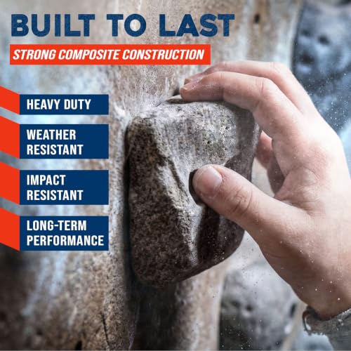 100 Large Rock Climbing Holds with Hardware for Rock Wall Grips Made in USA | 100 Bolts and 100 T-Nuts for Rock Climbing Holds Indoor Outdoor Play Set, Garage Gym, Bouldering, Trees - Rocky Climbing Gear
